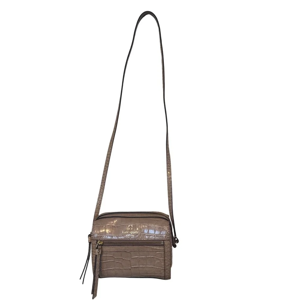 Kate Spade Tan Faux Croco Embossed‎  Leather Crossbody Bag